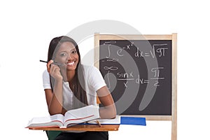 Schwarz Universität eine Frau die Studie mathematik eine Prüfung 