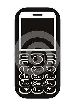 Black color, 2g feature phone vector graphic design having in numerical keypad