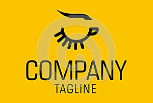 Black Color Cup Coffee or Tea Eye Lashes Logo Design