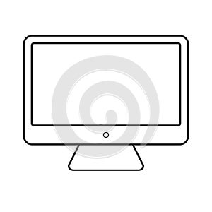 Black color desktop Computer outline icon vector eps10. screen outline desctop computer on white background. photo