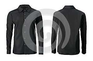 Black color formal shirt with button down collar isolated on white photo