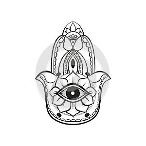 Black Color Lines Fatima Hand Hamsa photo