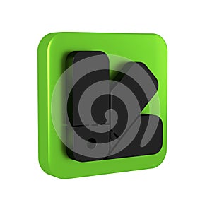 Black Color palette guide icon isolated on transparent background. Green square button.