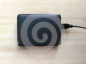 Black color plastic external hard disk drive