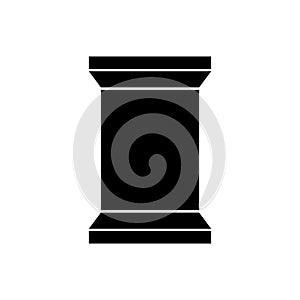 Black color tailor thread bobbin icon isolated.Vector illustraton.
