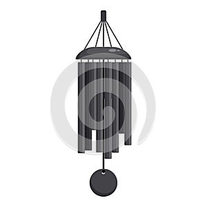 Black color wind chime icon cartoon vector. Vacation morning glory
