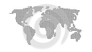 Black color world map on white