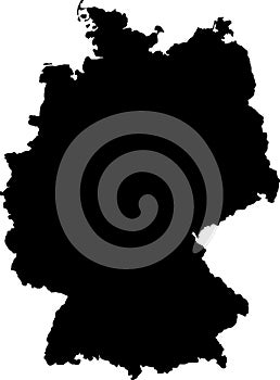 Black colored Germany outline map. Political german map. Vector illustration