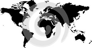 Black colored global outline map. Political world map. Wordwide cartography. Vector illustration map