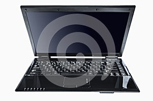 Black colored laptop notebook cut out