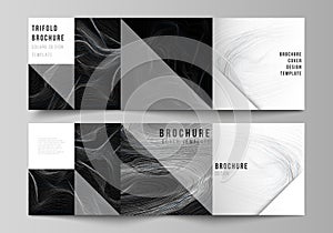 The black colored minimal vector illustration layout. Modern creative covers design templates for trifold square