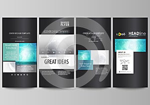 The black colored minimalistic vector illustration of editable layout of four vertical banners, flyers design business