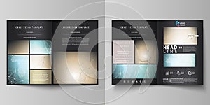 The black colored vector illustration of editable layout of two A4 format modern covers design templates for brochure