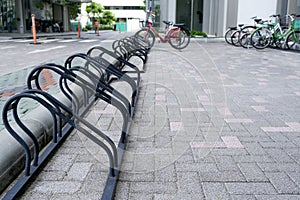 Black colour bicycle parking in office
