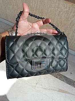 Black Colour  Leather finish ladies purse