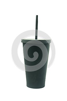 Black colour stainless steel tumbler for cold storage cup with water straw