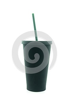 Black colour stainless steel tumbler for cold storage cup with water straw