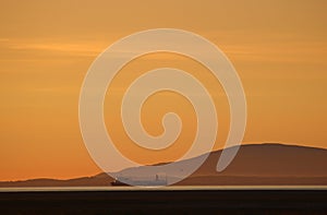 Black Combe, sunset, cargo ferry, Morecambe Bay