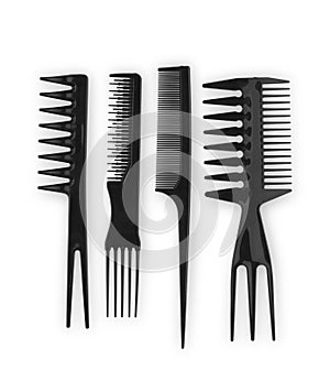 Black combs isolated on white