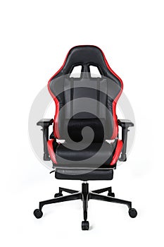 Black comfortable gaming chair isolated on white background