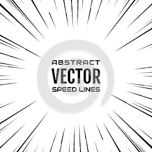 Black comic radial speed lines on white base. Effect explosion