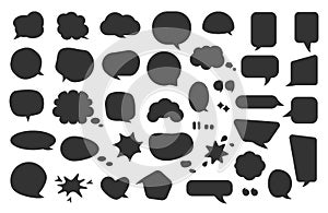 Black comic speak bubble message icon vector set