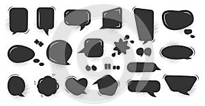 Black comic speak bubble message icon vector set
