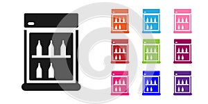 Black Commercial refrigerator to store drinks icon isolated on white background. Perishables for store or supermarket