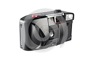 Black compact camera isolated on white background