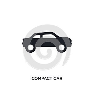 black compact car isolated vector icon. simple element illustration from transportation concept vector icons. compact car editable