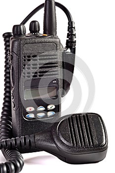 Black compact professional portable radio set.