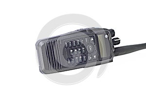 Black compact professional portable radio set.