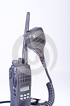 Black compact professional portable radio set.