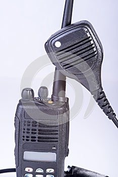 Black compact professional portable radio set.
