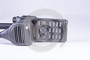 Black compact professional portable radio set.