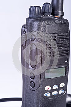 Black compact professional portable radio set.