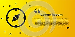 Black Compass icon isolated on yellow background. Windrose navigation symbol. Wind rose sign. Vector Illustration