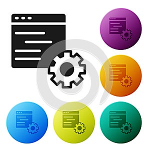 Black Computer api interface icon isolated on white background. Application programming interface API technology