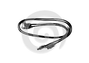 Black computer cable SATA 6Gbs isolated on white background