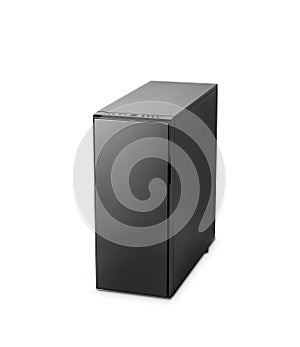 Black computer case isolated on white
