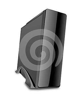 Black computer case isolated on white