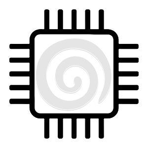 Black computer chip icon processor microchip