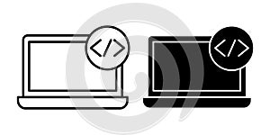 Computer Code Black Icon Bundle for Programming and Development