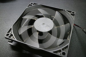 A black computer cpu fan