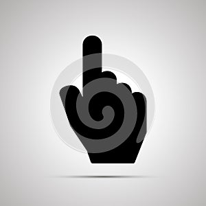 Black computer cursor in hand shape, simple icon