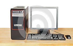 Black computer and display with cut out screen