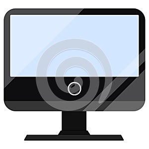 Black computer display with touch screen flat design cartoon style vector illustration isolated on white background.