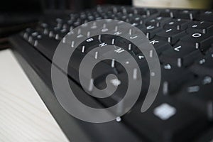 Black Computer Keyboard in Close-Up View