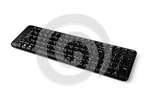 Black computer keyboard isolated on white background.