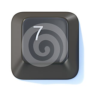 Black computer keyboard key Number 7 3D